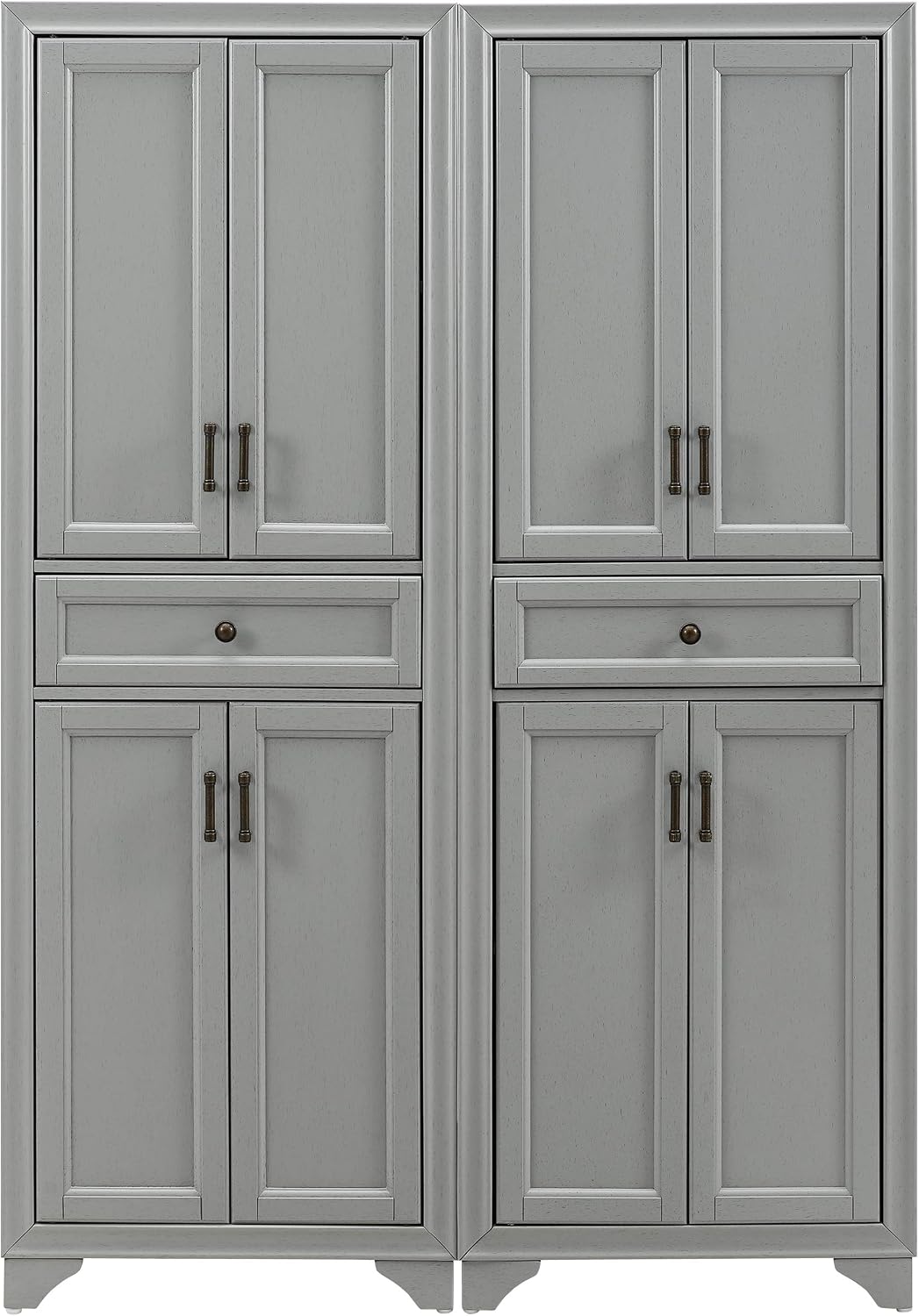 Crosley Furniture Tara 2-Piece Pantry Storage Cabinet Set with Shelves, Kitchen, Dining, or Laundry Room, Distressed Gray