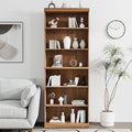 82" Wooden Book Shelf, 5 Shelf Bookcase, Modern Bookshelf with Adjustable Shelf for Home Office, Study Room, Oak