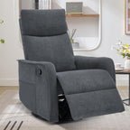 Trustyue Swivel Rocker Recliner Chair, 360° Swivel Recliner with Heat and Massage, Rocker Recliner Nursery Glider Chair with Side Pockets for Living Room (Grey, Fabric)