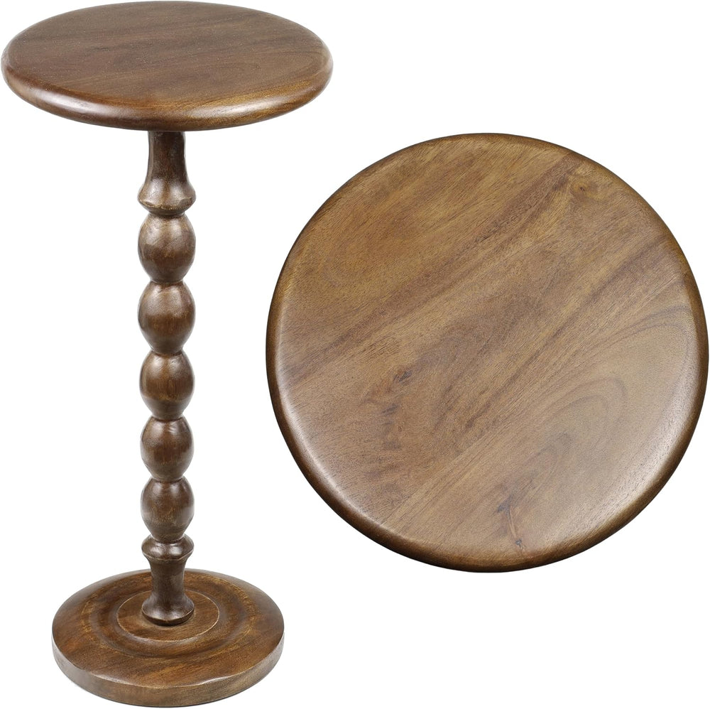 JONATHAN Y Augustus Solid Mango Wood Drink Table, 24.5" Tall Small Round...