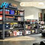 Heavy Duty Garage Shelving 36" W x 16" D x 72" H, 2850 LBS Storage Shelves 5-Tier Adjustable, Boltless Metal Rack with Extra Deep Shelves for Warehouse Basement Workshop, Black