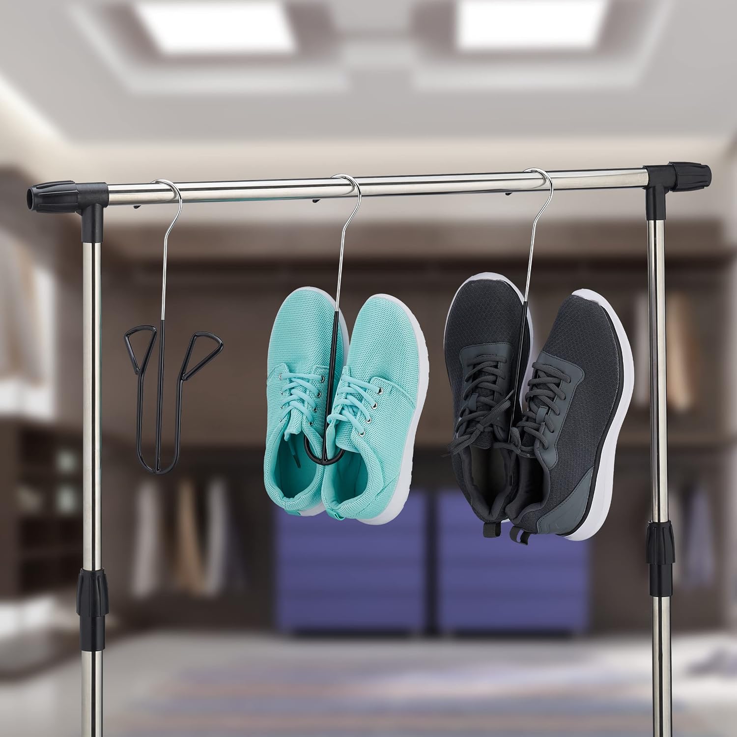 Relaxdays Shoe Hook, Set of 3, Holder with Non-Slip Rubber Coating, Different Types, H x W x D 33.5 x 14 x 4 cm Black, Iron, PVC
