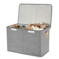 Large Toy Box with Flip-Top Lid, Collapsible Storage Organizer Bins with Dividers and Handles, Kids Bin Chest Baskets for Toys, Playroom Organizers, Nursery 25"x13" x16" (Gray)