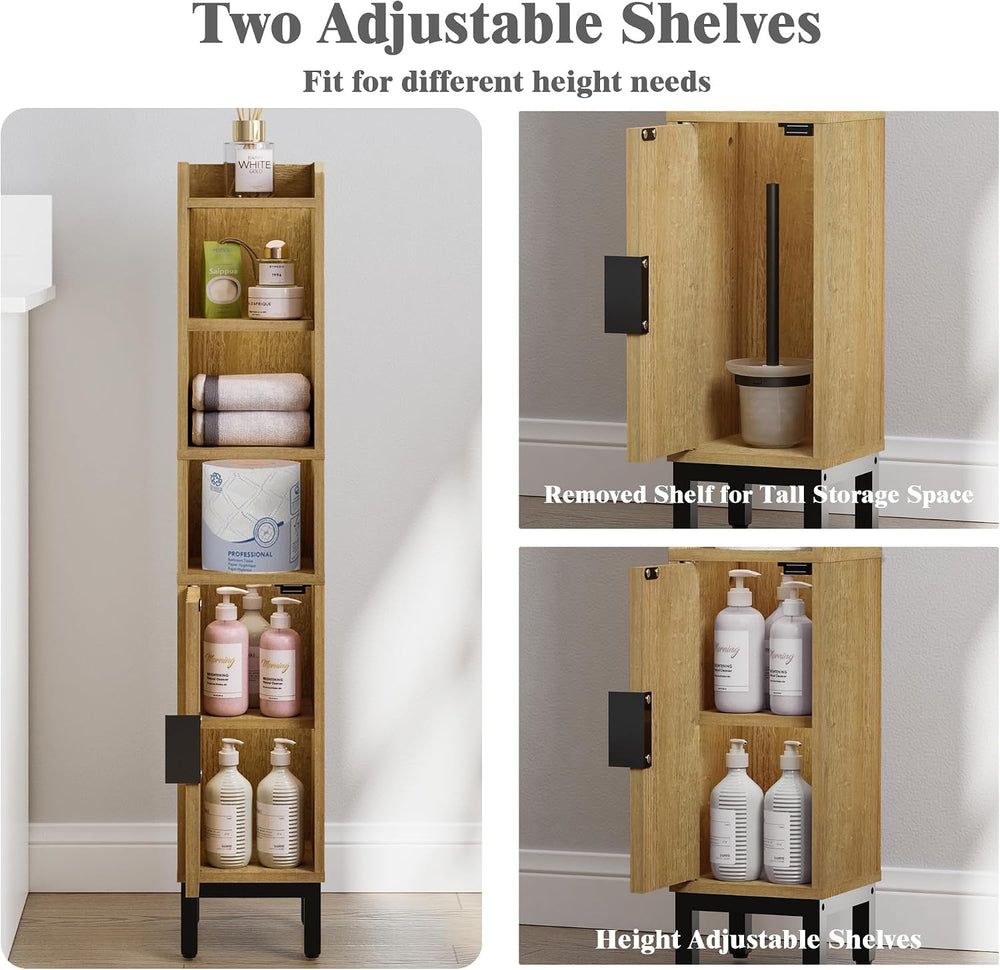 FerniTry Narrow Bathroom Storage Cabinet, Corner Toilet Paper Floor Cabinet 5...