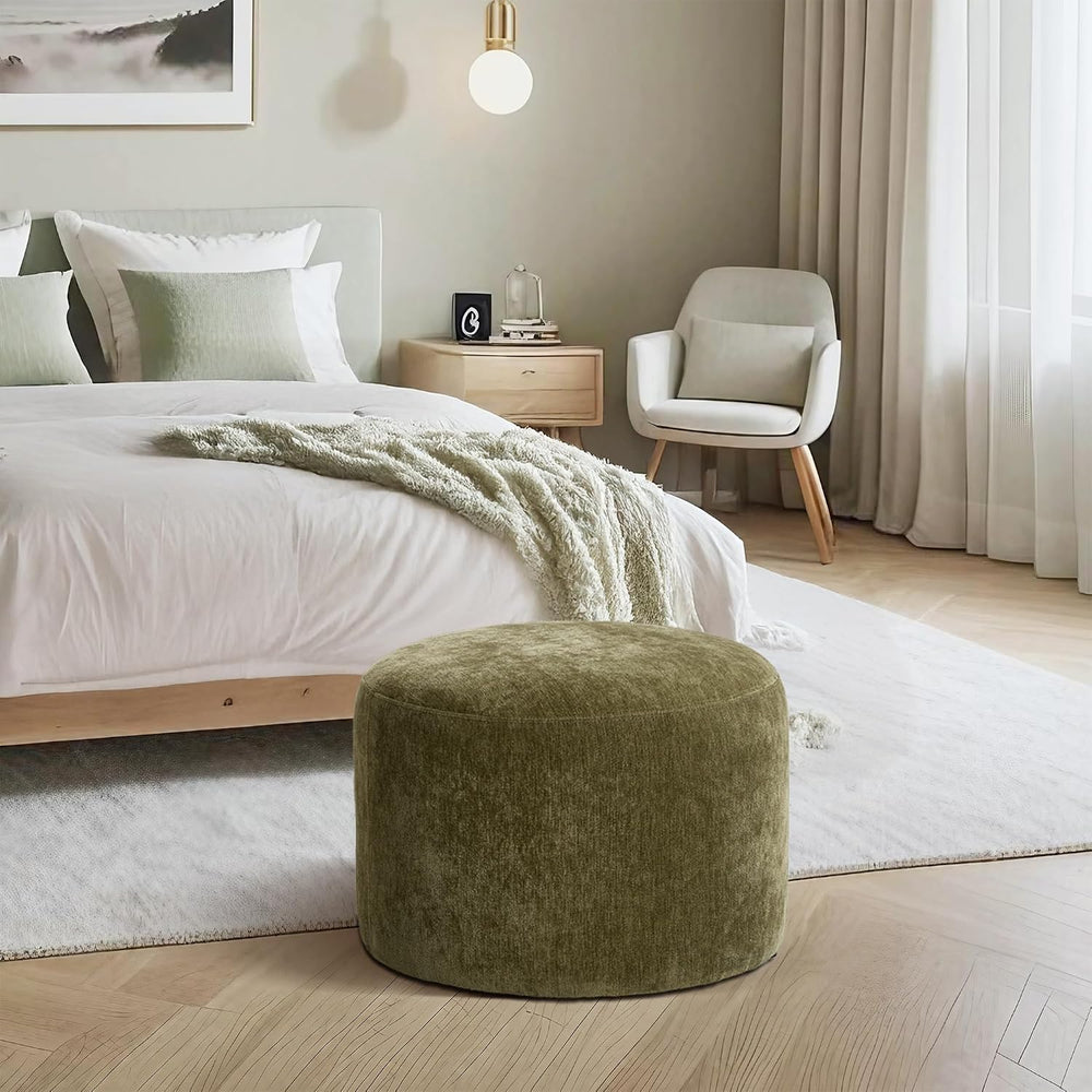Flouki Pouf Ottoman Footrest, Foot Stools, Modern Round Upholstered Ottomans,...