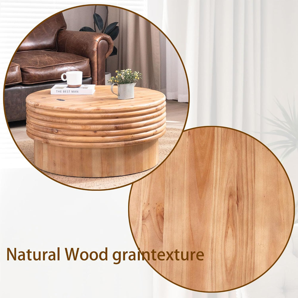 WILLIAMSPACE 30.3" Round Coffee Table with Hidden Storage for Living Roo...