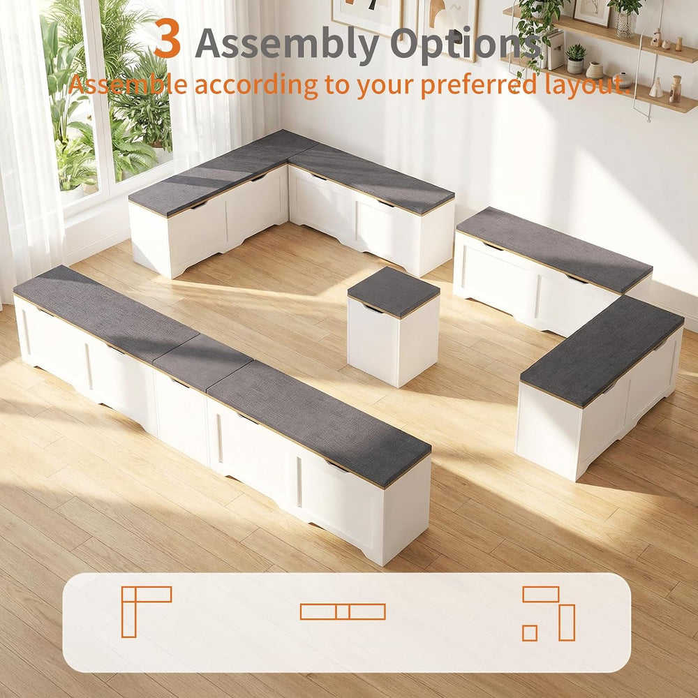 Zevemomo 63" L Shaped Storage Bench with Cushion, Kitchen Breakfast Nook...