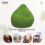 Ample Decor Bean Bag Cover (Filler Not Included), Plush Toys Storage Soft Leatherette, Durable Construction Sturdy Zipper, Ideal for Children and Teenagers - Green
