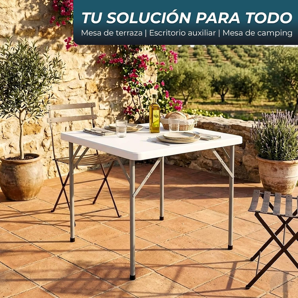 Plastic Folding Table | Capacity for 2-4 People | Sturdy and Portable | Indoo...