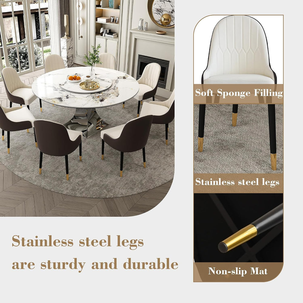 Montary 9 Piece Modern Dining Table Set of 8, Round 59" D Faux Marble Di...