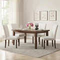 Furniliving Dining Chairs Set of 4 - Line Fabric Modern Farmhouse Kitchen Chairs, High-Back Upholstered Dining Room Chairs with Wooden Legs for Kitchen Dining Room Living Room.White