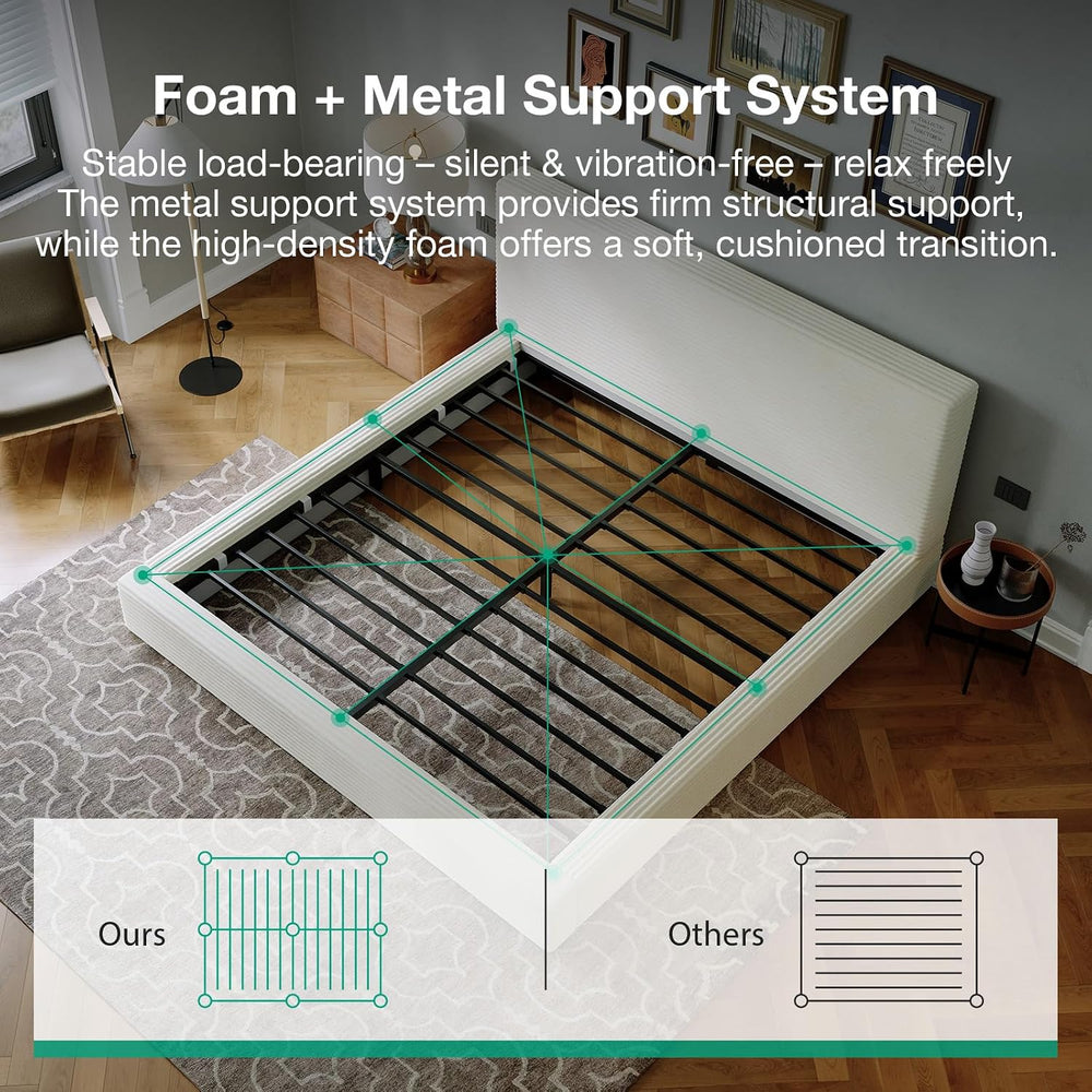 Novilla Full Size Bed Frame, Plush CloudSoft Bed, Corduroy Upholstered Platfo...