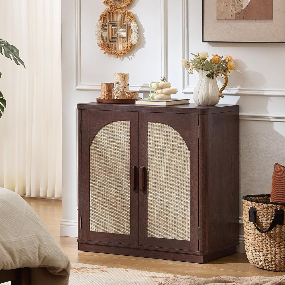 LEYAOYAO Rattan Sideboard Buffet Cabinet with Storage, 31.5" Coffee Bar ...
