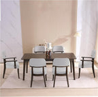 Modern Wood Dining Chairs Set of 4, Velvet Upholstered Kitchen Chairs with Open Curved Backrest & Black Hardwood Legs for Vanity, Living Room, 350 LBS Capacity, Grey