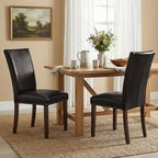Furniliving Upholstered Dining Chairs Set of 2 - PU Leather Modern Farmhouse Kitchen Chairs, High-Back Dining Room Chairs with Wooden Legs for Kitchen Dining Room Living Room.Brown