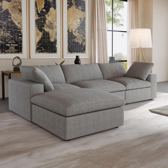 JACH L-Shaped Cloud Sectional Sofa for Living Room, Modular Convertible Sofa, Modern Comfy Couch, Covers Removable, Ottomans with Storage, Cloud Couch Furniture for Living Room Apartment (Grey)