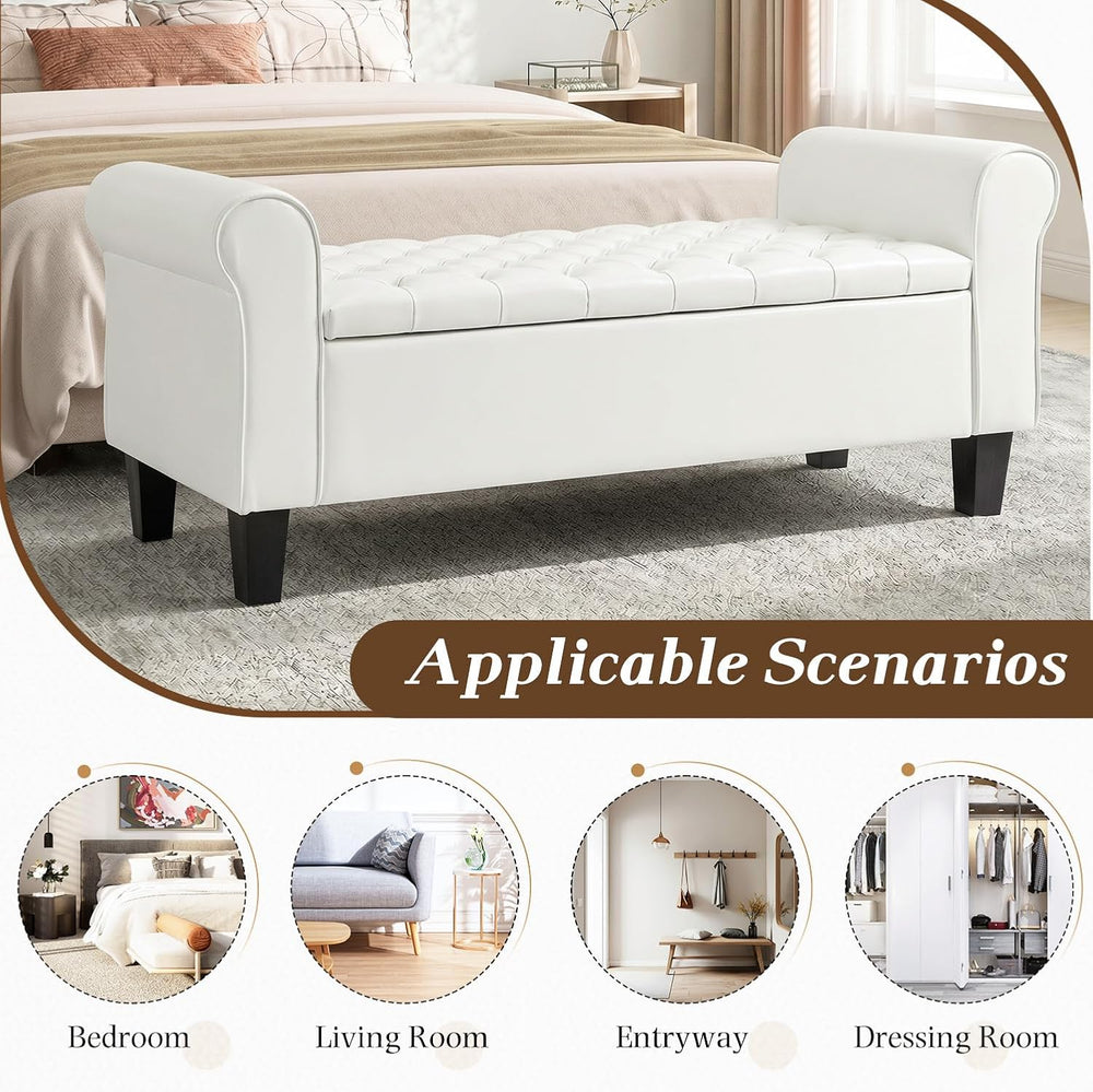 ECOTOUGE 55" Storage Ottoman Bench for Living Room, End of Bed Bench wit...