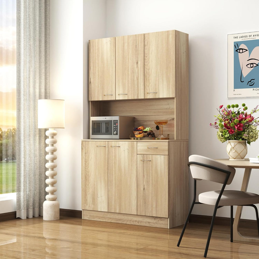71" Tall Kitchen Pantry Cabinet,Sideboard Buffet Cabinet with 6 Doors an...