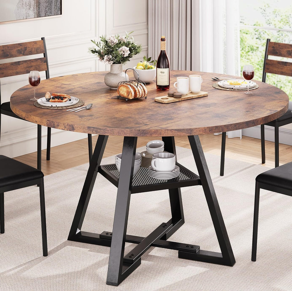 Jocoevol Round Dining Table for 4,Kitchen Dining Room Circle Dinner Pedestal ...
