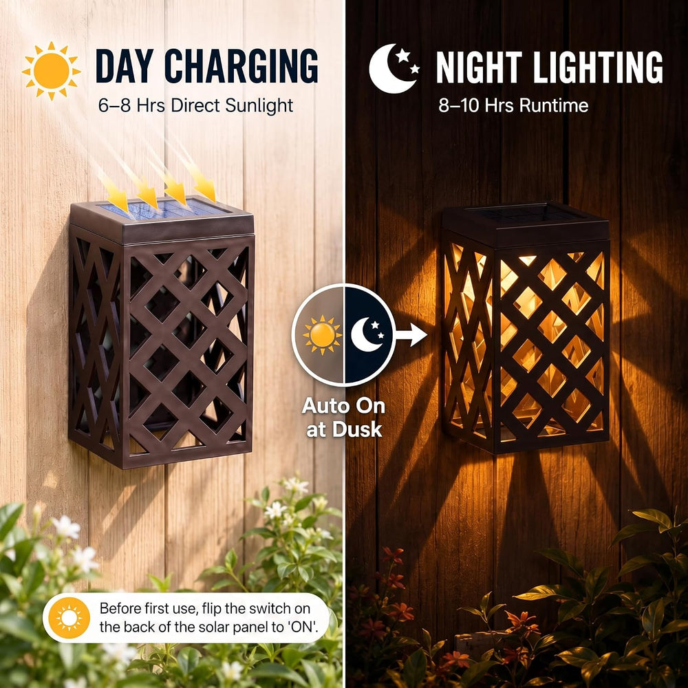 Solar Fence Lights Outdoor, 8 Pack Decorative Solar Lights with Warm Glow