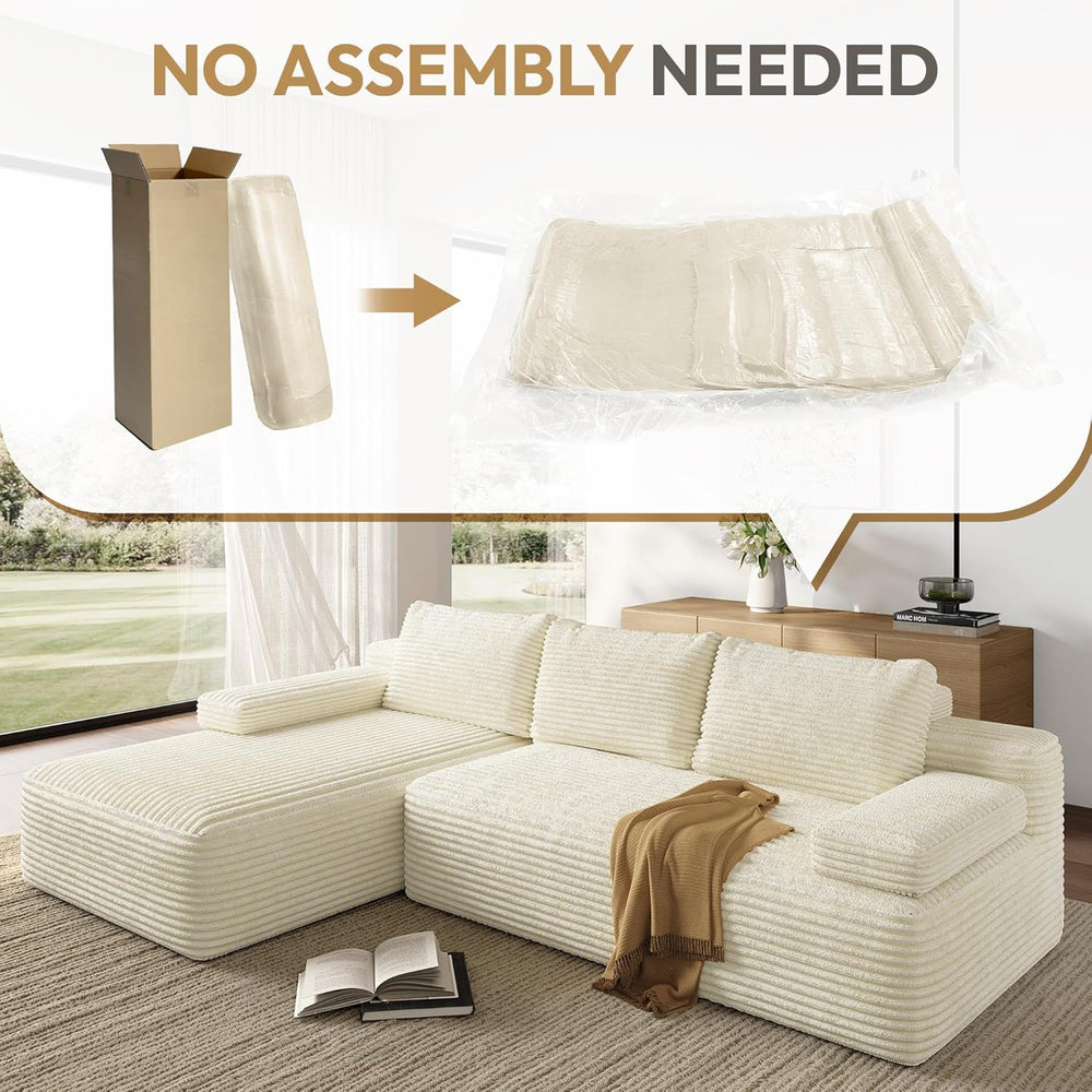 Yaheetech 110" Sectional Sofa Couch with Chaise, Beige | Sectional Sofa ...