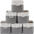 Fabric Storage Bins, 11 inch cube storage bins with Handles, 11x11cube storage organizer bins, Collapsible Storage Bins for Shelves and Home, Cubby Storage Cubes (white-gray, 10.5x10.5x11in)