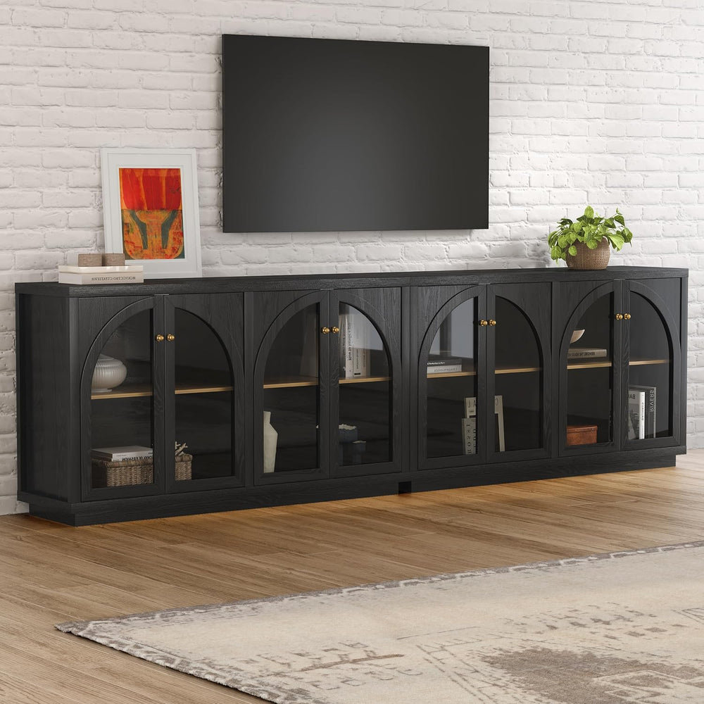 Arched Sideboard Buffet Cabinet with 4 Doors, Modern Accent Storage Cabinet w...
