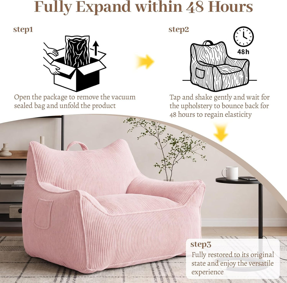 Vipbear Bean Bag Chair for Adults, Chair with Memory Foam | 35.5" Cordur...