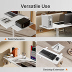 Desk Extender Tray, 24" x 12" Clamp On Shelf, Desk Extension with Laptop Holder, Table Arm Rest, Clamp On Keyboard Tray for Office and Home, Workstation Organizer, Medium, White