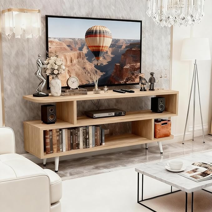Lightdot TV Stand for TVs up to 45'', Modern Entertainment Center wit...