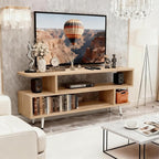 Lightdot TV Stand for TVs up to 45'', Modern Entertainment Center with 3 Open Storage Shelf Large Capacity for Collection,Media Console Table for Living Room/Sofa Cabinet-Walnut