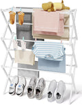 Sakugi Foldable Clothes Drying Rack – Metal Laundry Drying Rack with Non-Slip Feet, 3-Tier Space-Saving Clothing Rack for Organization, Indoor & Outdoor Use, 11.4" D x 29.1" W x 37.4" H, White