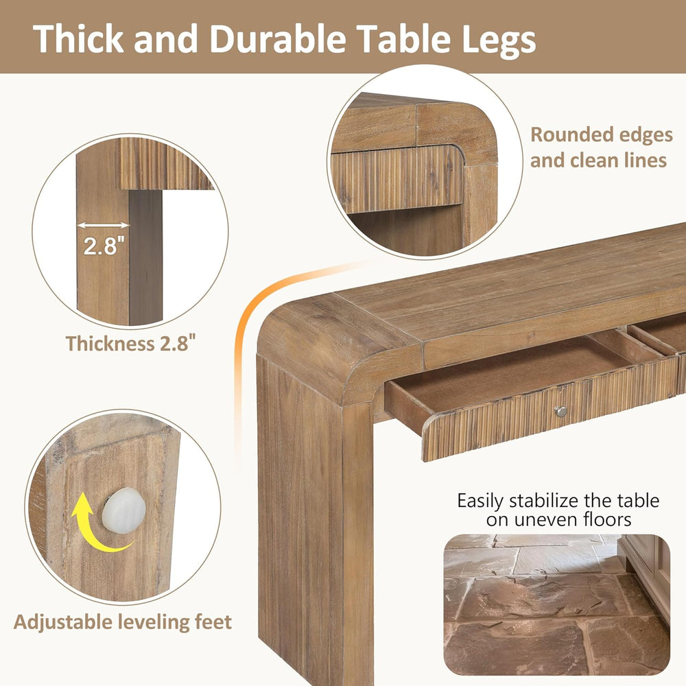 Console Table, 54.3" Wood Couch Table with Drawers, Farmhouse Entryway T...