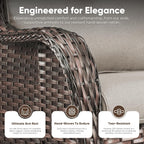Belord Patio Wicker Chairs Swivel Rocker,Outdoor Patio Furniture Set with Rattan Side Table, All Weather Conversation Set for Porch Poolside Balcony, Brown Wicker/Beige