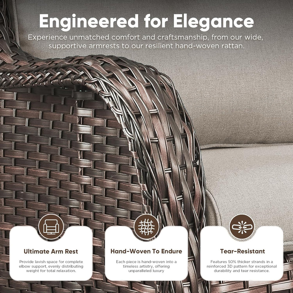 Belord 8 Piece Wicker Patio Furniture Set, Outdoor Swivel Rocker Chairs Set o...