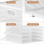 Marbrasse 5 Tier Desktop Literature Organizer, Mesh Paper Organizer Desk Organizers, File Sorter Mail Center Paper Storage Cabinet Classroom Keepers Mailbox for Office Home School,White