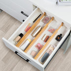 VaeFae 6-Pack Adjustable Bamboo Drawer Dividers, Expandable Drawer Organizer for Kitchen Utensils, Clothes, Bathroom, Office – Fits Drawer Interiors 16.6" to 21.8"