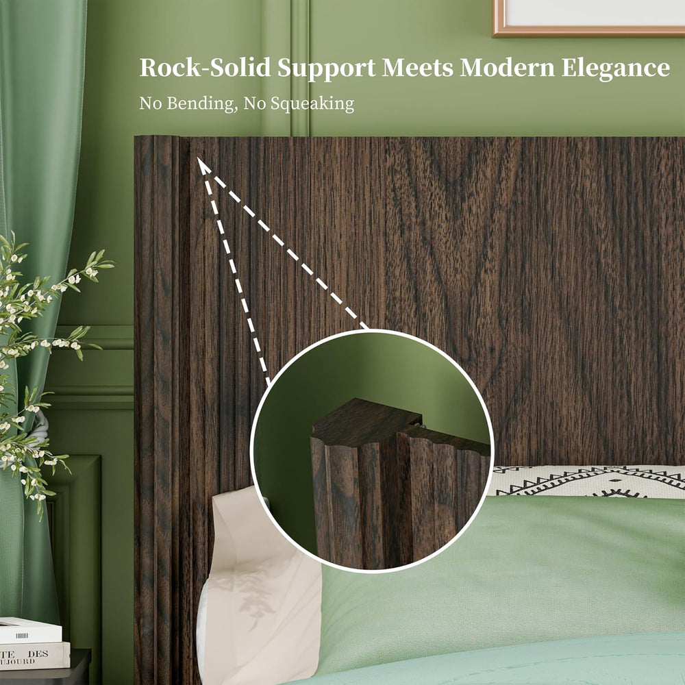Queen Size Headboard Only, Modern Fluted Wall-Mounted Head Board with Lightin...