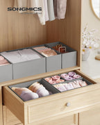 SONGMICS Drawer Organizers, Dresser Divider Organizers, Set of 18, Foldable Fabric Storage Boxes for Socks, Underwear, Bras, Ties, Scarves, Dove Gray URDZ006G05