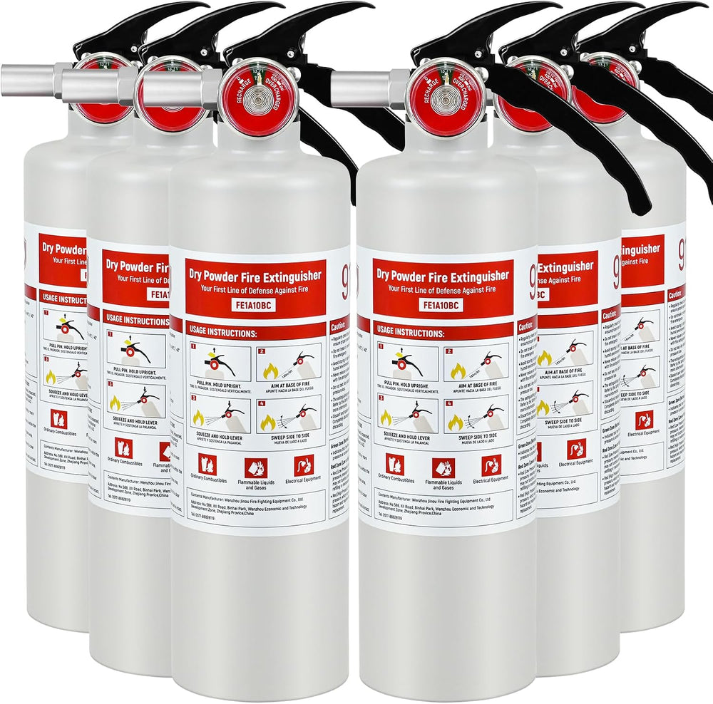 6 Pack ABC Fire Extinguishers, 2.5 lb 1A:10B:C Rated with Mount