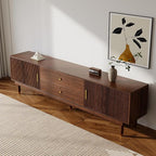 Mid Century Modern TV Stand for 90 inch TV, 78.7" Walnut TV Console with 2 Storage Cabinet & 2 Drawers, Entertainment Center, Media Console for Living Room/Bedroom