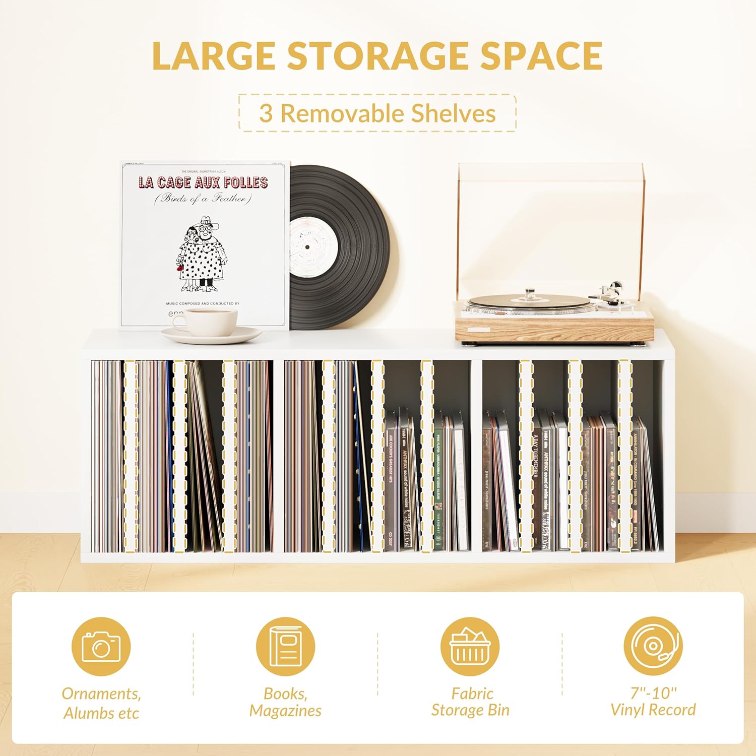 IOTXY DIY Modular Cube Bookcase - CubeXY Customizable Stackable Expandable Basic Shelving Units, 12-Cube Wooden Open Bookshelf with Removable Shelves for Vinyl Record Storage Organizer, White