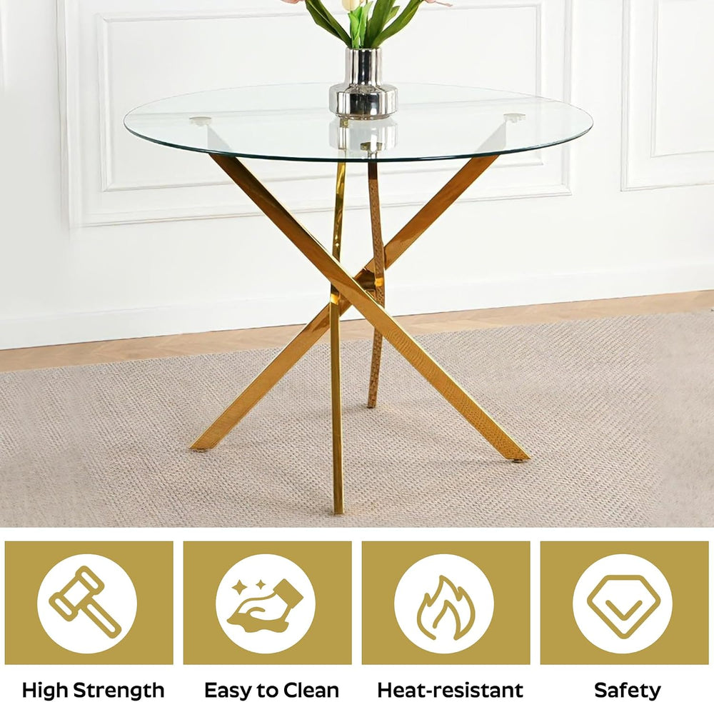 36" Round Dining Table Set for 4, Small Round Kitchen Table with 4 Boucl...