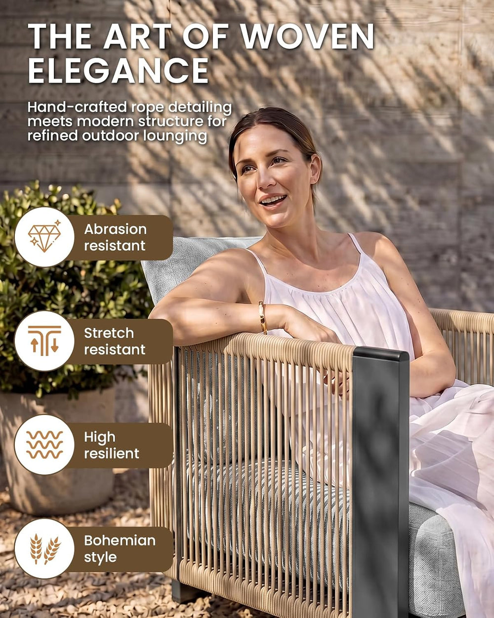 Vexwalx Luxury Patio Furniture Set, 2-Piece Cuvred Armchairs with Weather-Res...
