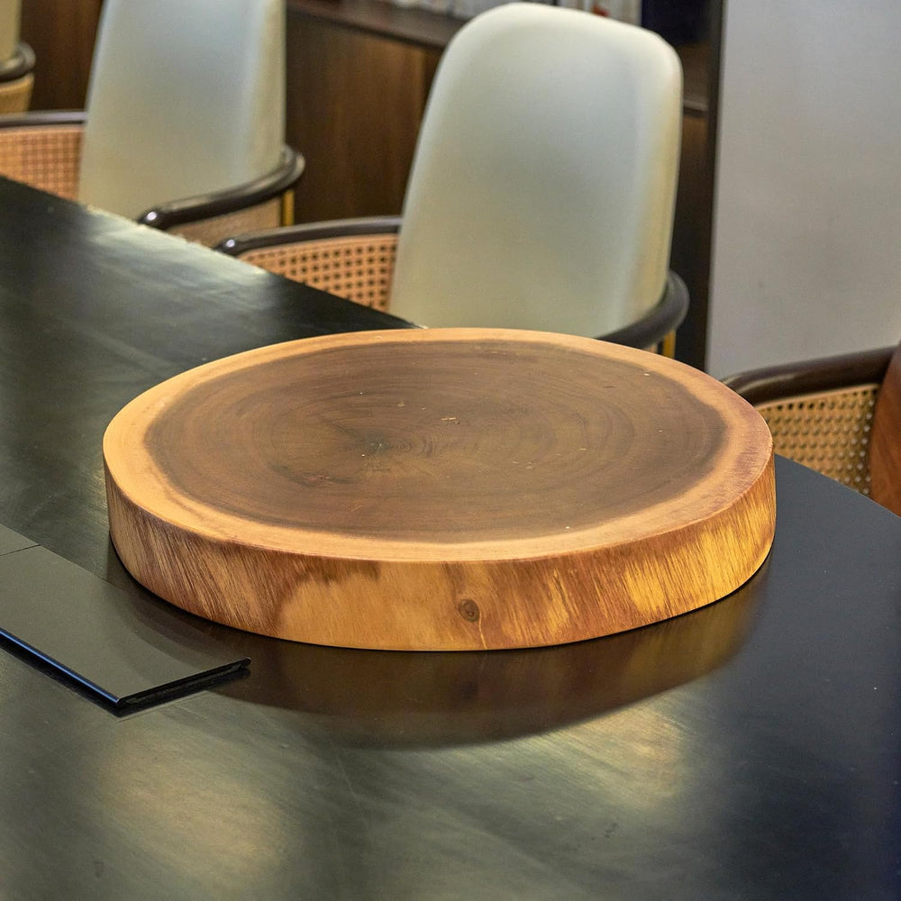 Natural Solid Wood Slab Side Table Top 15.7"x15.7"x1.96" Round...