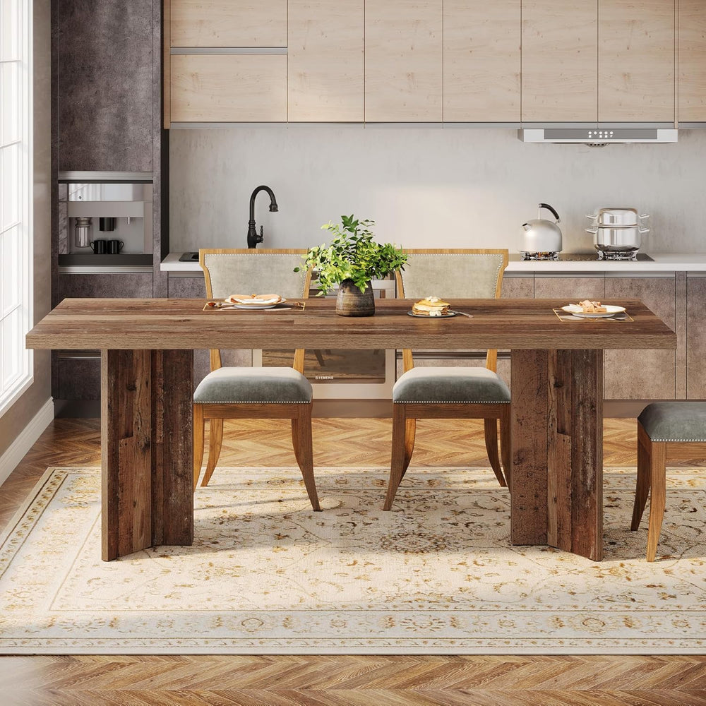 Tribesigns Farmhouse Dining Table for 4 to 6 People, 63-inch Rectangle Wooden...