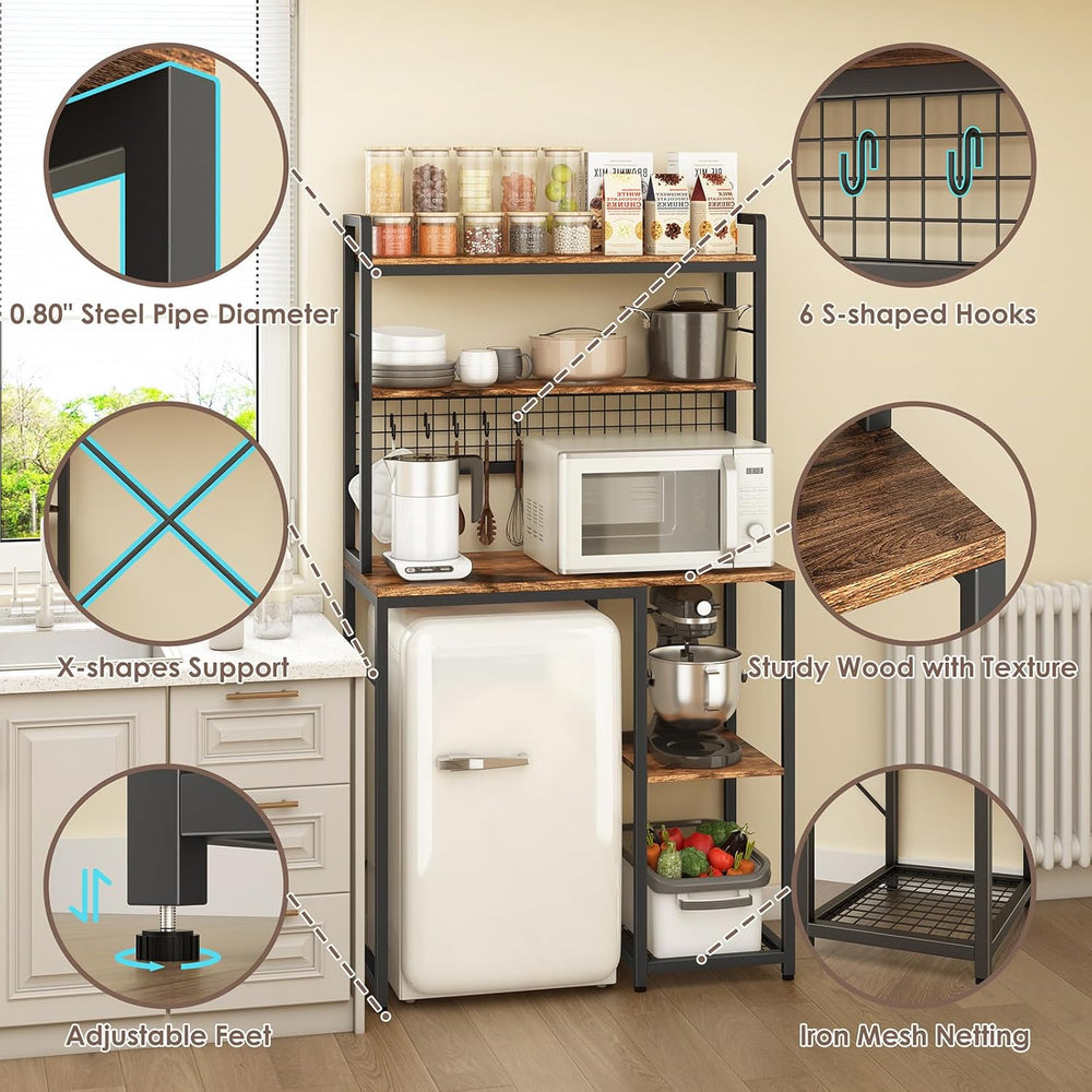 Multi-Functional Mini Fridge Stand, Mini Fridge and Microwave Storage Shelves...