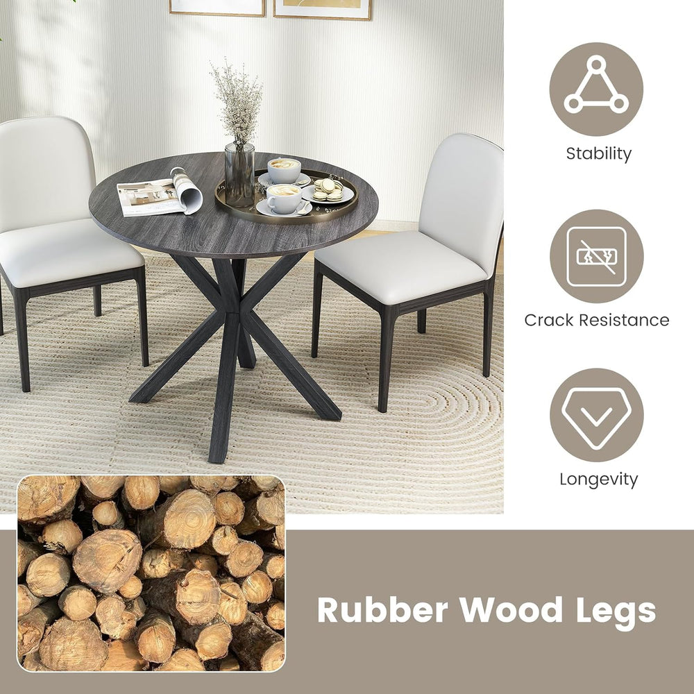 GOFLAME 36” Round Dining Table for 4 People, Wooden Kitchen Table with Inters...