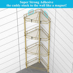 4 Tier Floor Standing Corner Shower Caddy Organizer Shelf with Hooks, Bathroom Shelves Stand Rack, Gold