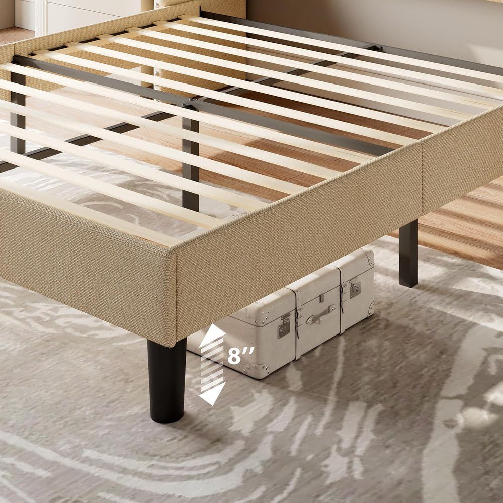 Feonase Queen Bed Frame with Luxury Wingback and Fast Charging Station,Queen ...